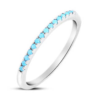 Micro Pave Stacking Band- Turquoise for wholesale by Chloe + Lois
