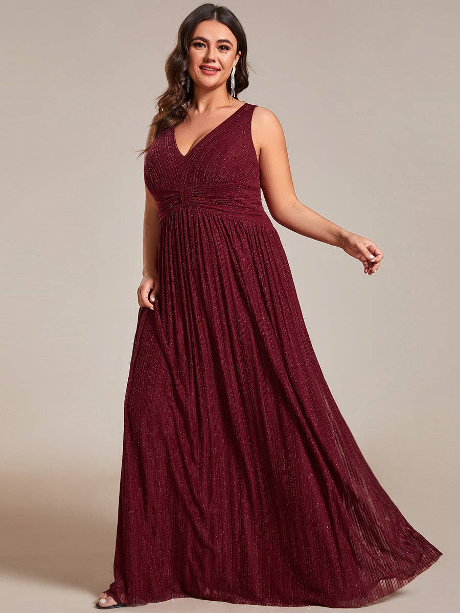 Ever-Pretty - Vente Robe de soirée – femme - Robe de soirée sans manches plissée à taille empire scintillante Ever-Pretty1