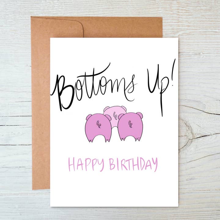 Bottoms Up Birthday | Three Little Pigs | Piggy Birthday for wholesale by cheekymariePaperCo.