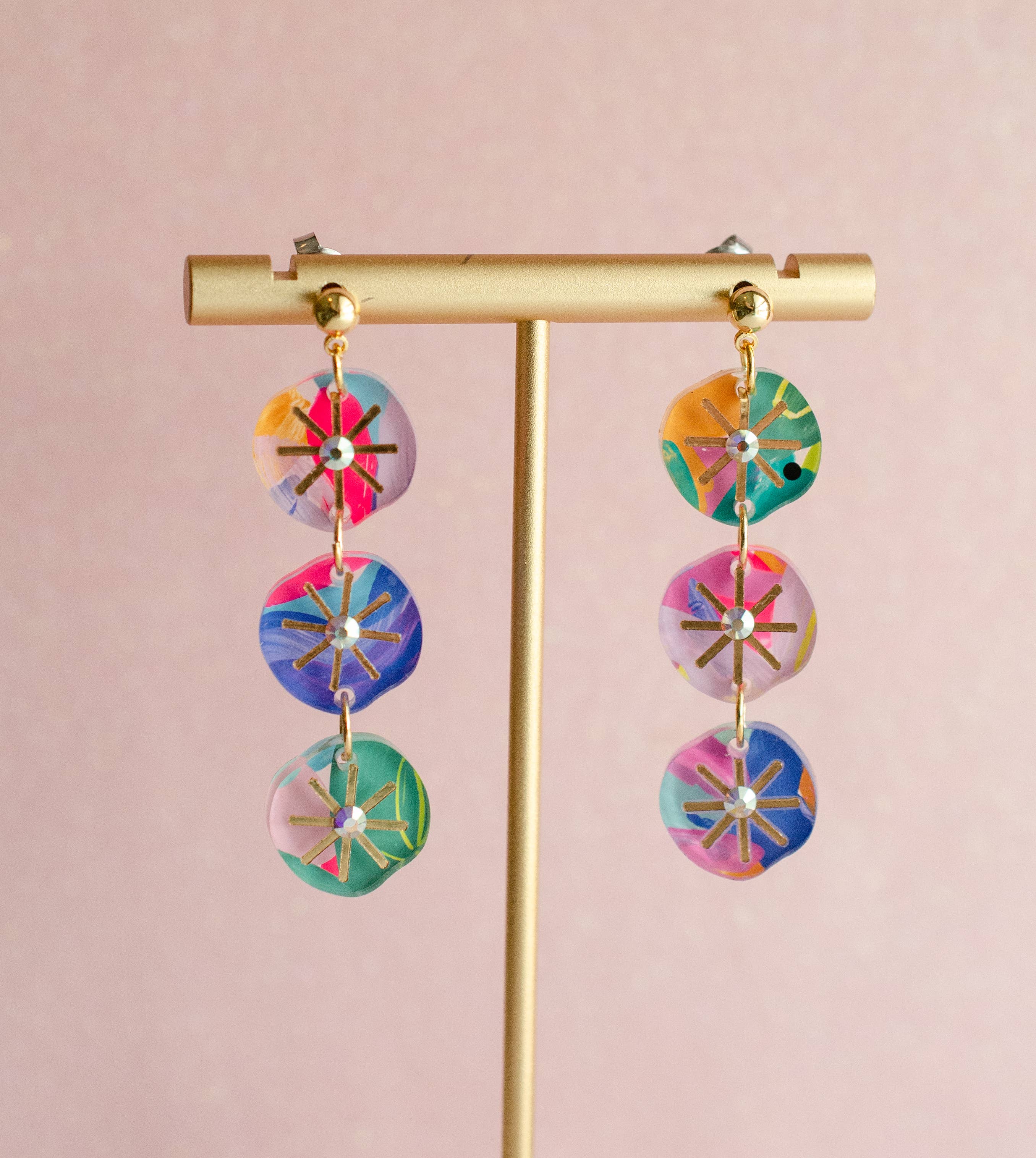 Jill Makes - Wholesale Dangle Earrings - Handpainted Colorful Abstract Dangle Earrings3