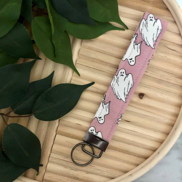 Mauve Ghost Print Fabric Wristlet Keychain, Key Fob for wholesale by MDStickerShop