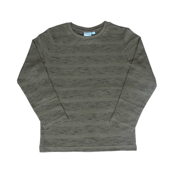 Camiseta Randy de manga comprida texturizada e listrada infantil e menino pequeno por atacado de Bear Camp