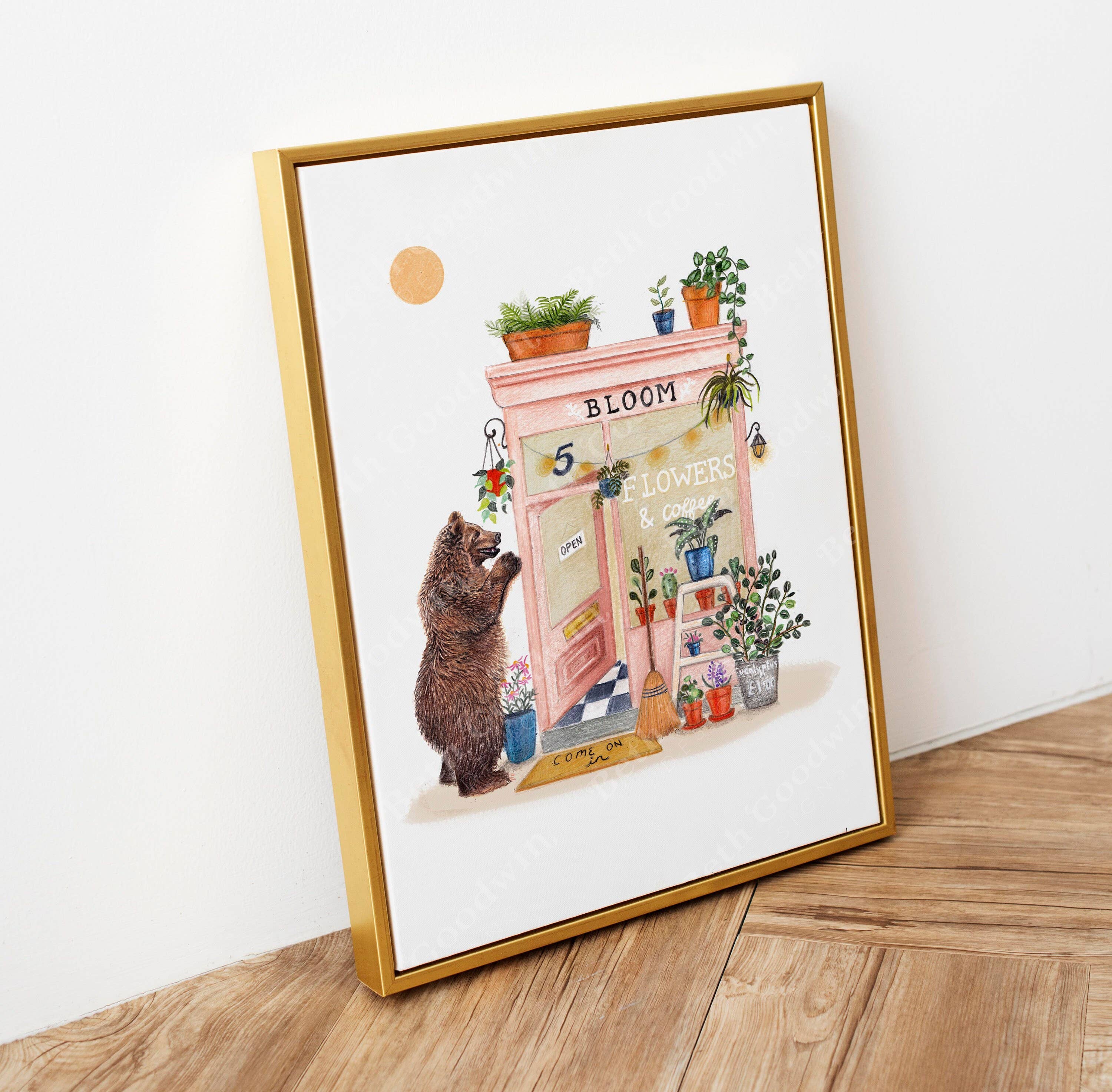 Beth Goodwin Designs – wholesale Konsttryck – Florist Konsttryck | Blommig Grizzlybjörn | Blomsterbutik 3