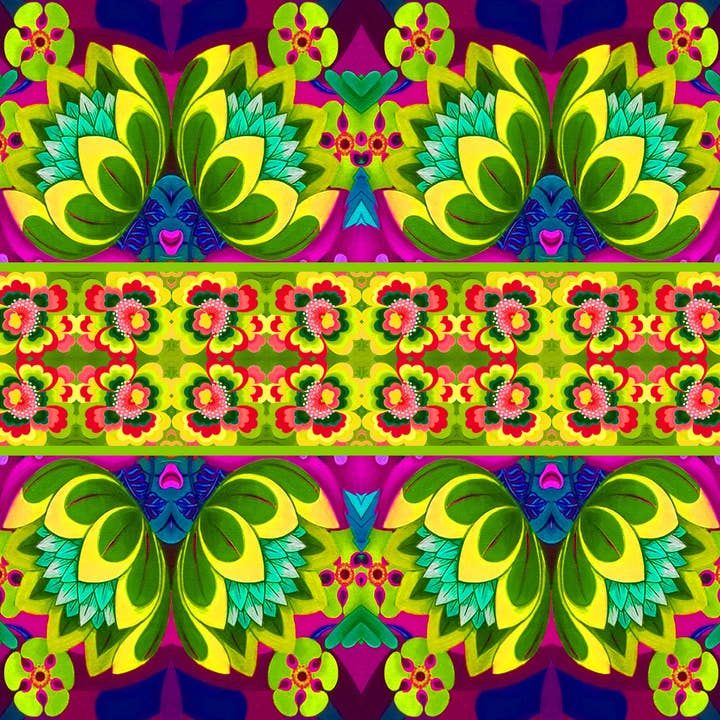 'Green folk flowers' card for wholesale by Tattersfield Designs