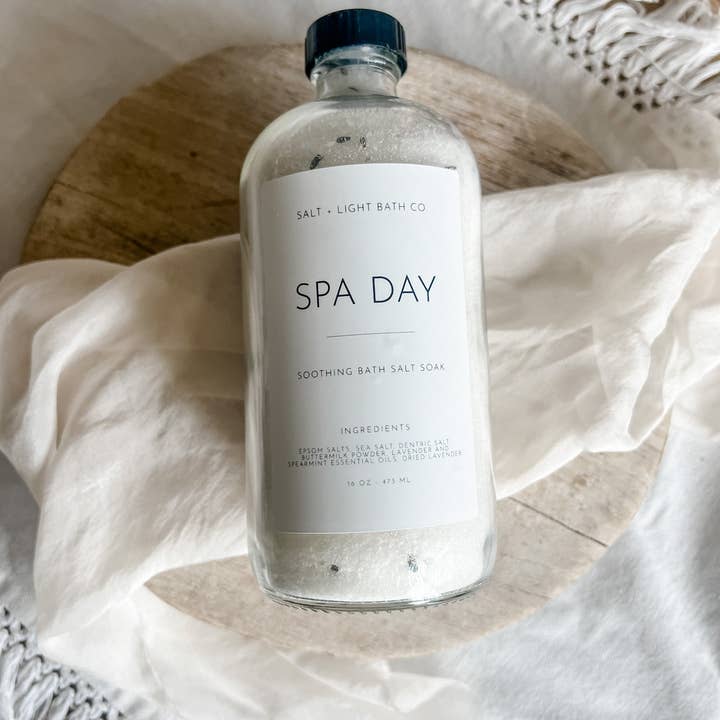 Salt + Light Bath Company - Wholesale Bath Salts - Spa Day Bath Salts 16 oz Bottle