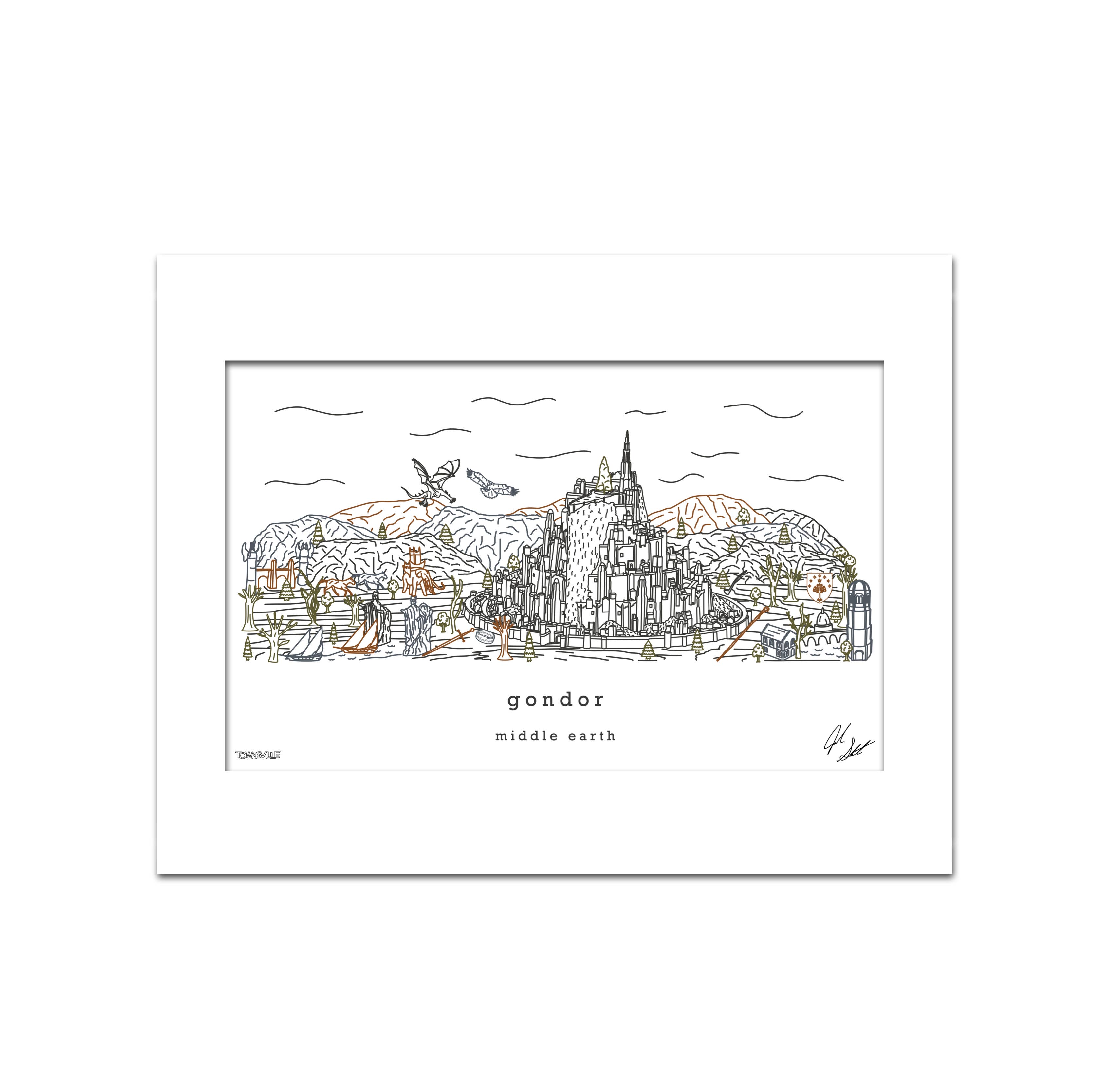 Townsville Art – Engroshandel Kunsttryk – Gondor - Ringenes Herre Minimalistisk Vægdekoration Fan Art2