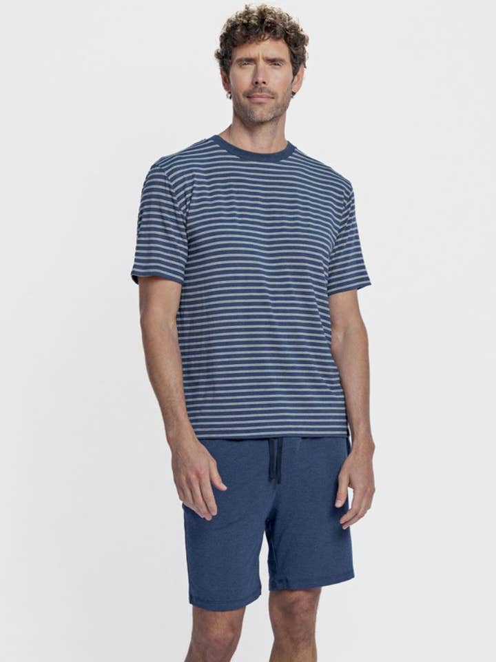 Modal summer men's pajama set Kouros blue for wholesale by ZD Zero Defects