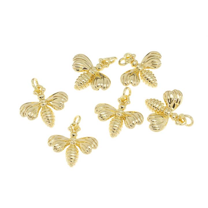 Gold Mini Bee Charm for Necklace, Bracelet, Earrings CPG703 for wholesale by Jewel Pledge