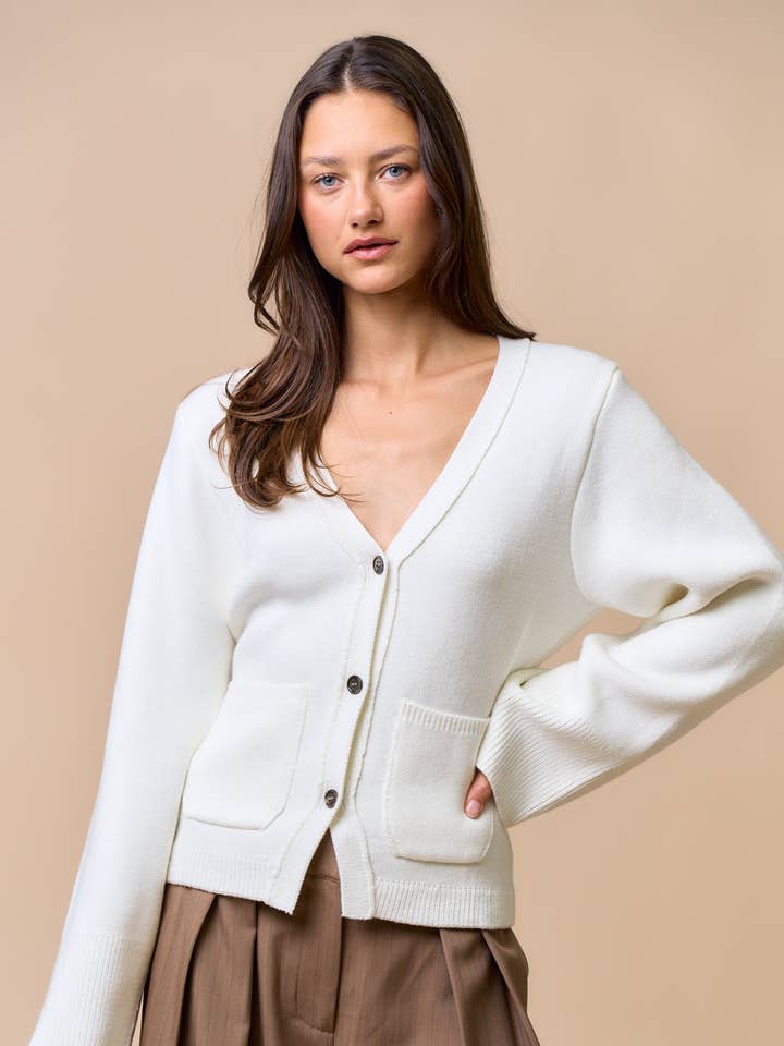 Long Sleeve V-Neck Button Down Cardigan for wholesale by Lalavon