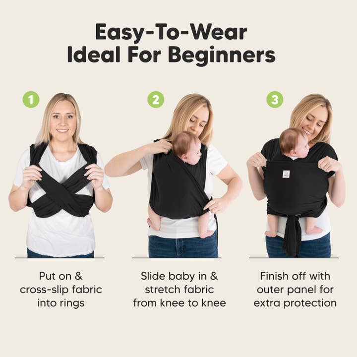 Trendy Black KeaBabies D-Lite Wrap Carrier for wholesale on Faire5