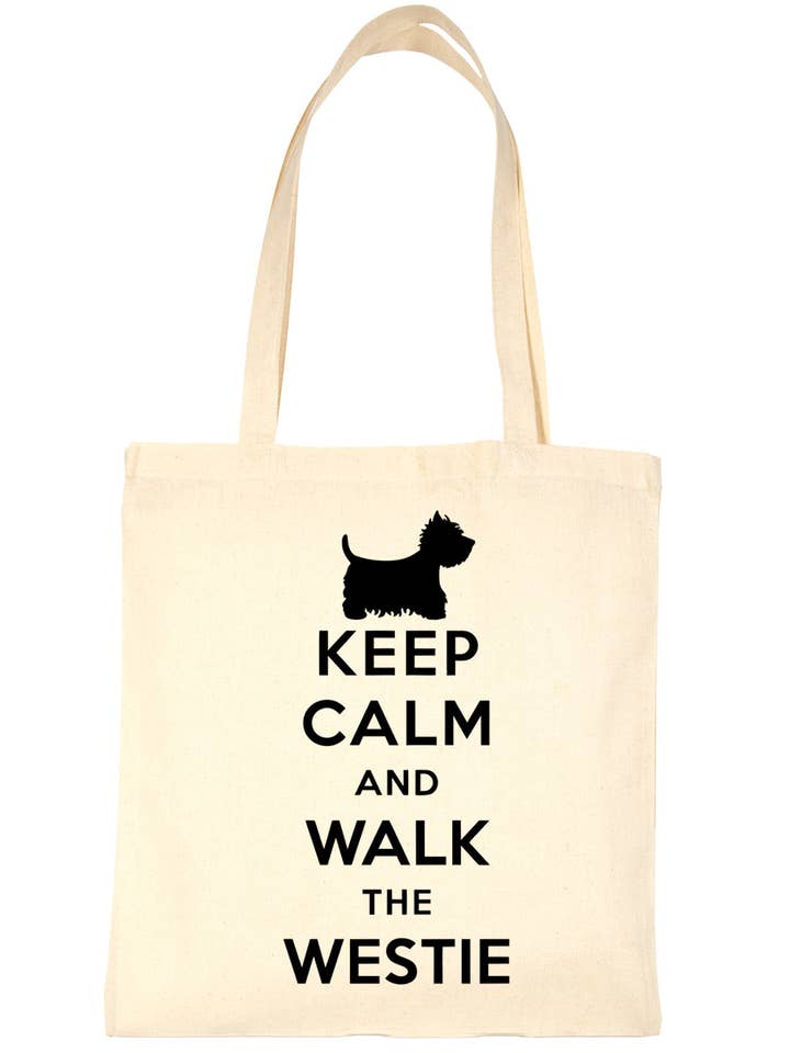 Divertente borsa per la spesa «Keep Calm & Walk Westie Dog Lovers For Life» per la vendita all'ingrosso da parte di Print4U