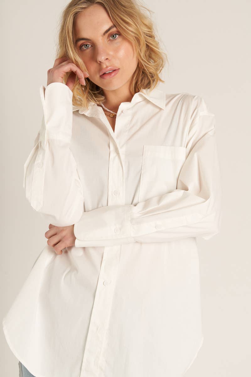 En Crème - Wholesale Button Down Shirt - Women's - Long Sleeve Oversize Button Down Shirt12