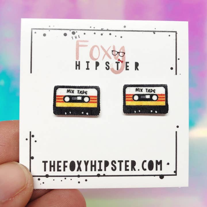 Mix tape Stud Earrings for wholesale by The Foxy Hipster