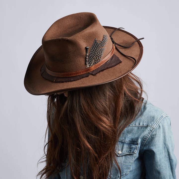 American Hat Makers – wholesale Cowboy hat – Unisex – Cowhide Leather Wool Felt Cowboy Hat - Style Duke3