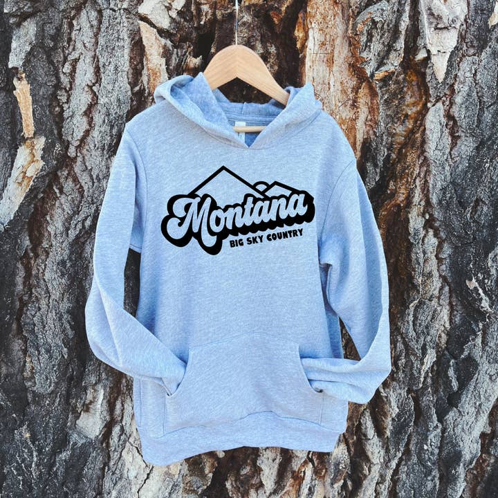 YOUTH MONTANA BIG SKY COUNTRY HOODIE (MULTIPLE COLORS) for wholesale by Back Road Designs