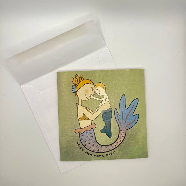 Happy Mer-Mom's Day Greeting Card (Style 3) for wholesale by Heidi Webb Design