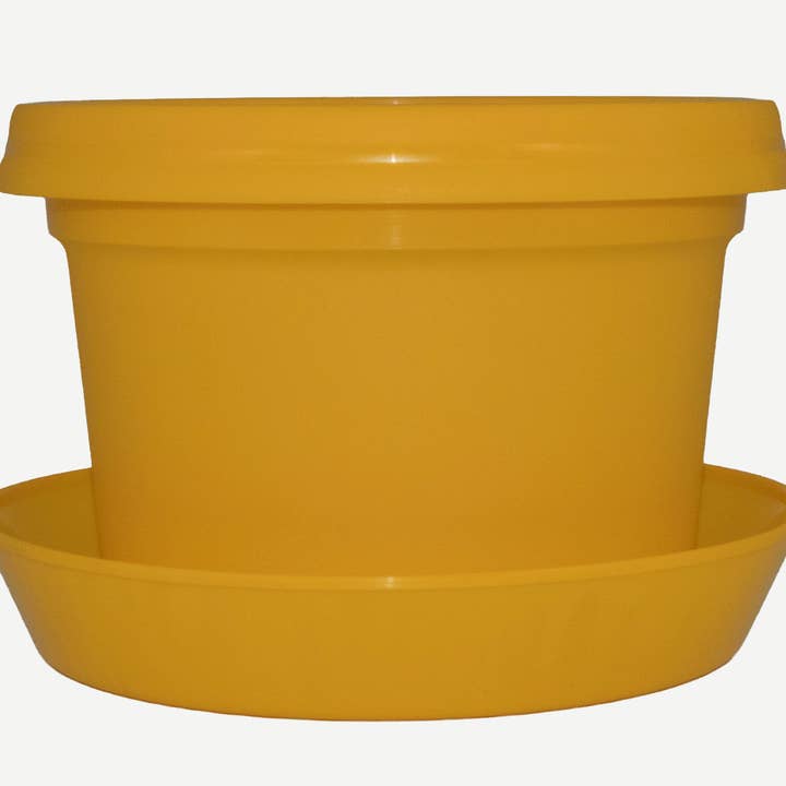 Yellow Flower Pot with Saucer for wholesale by Austin Planter