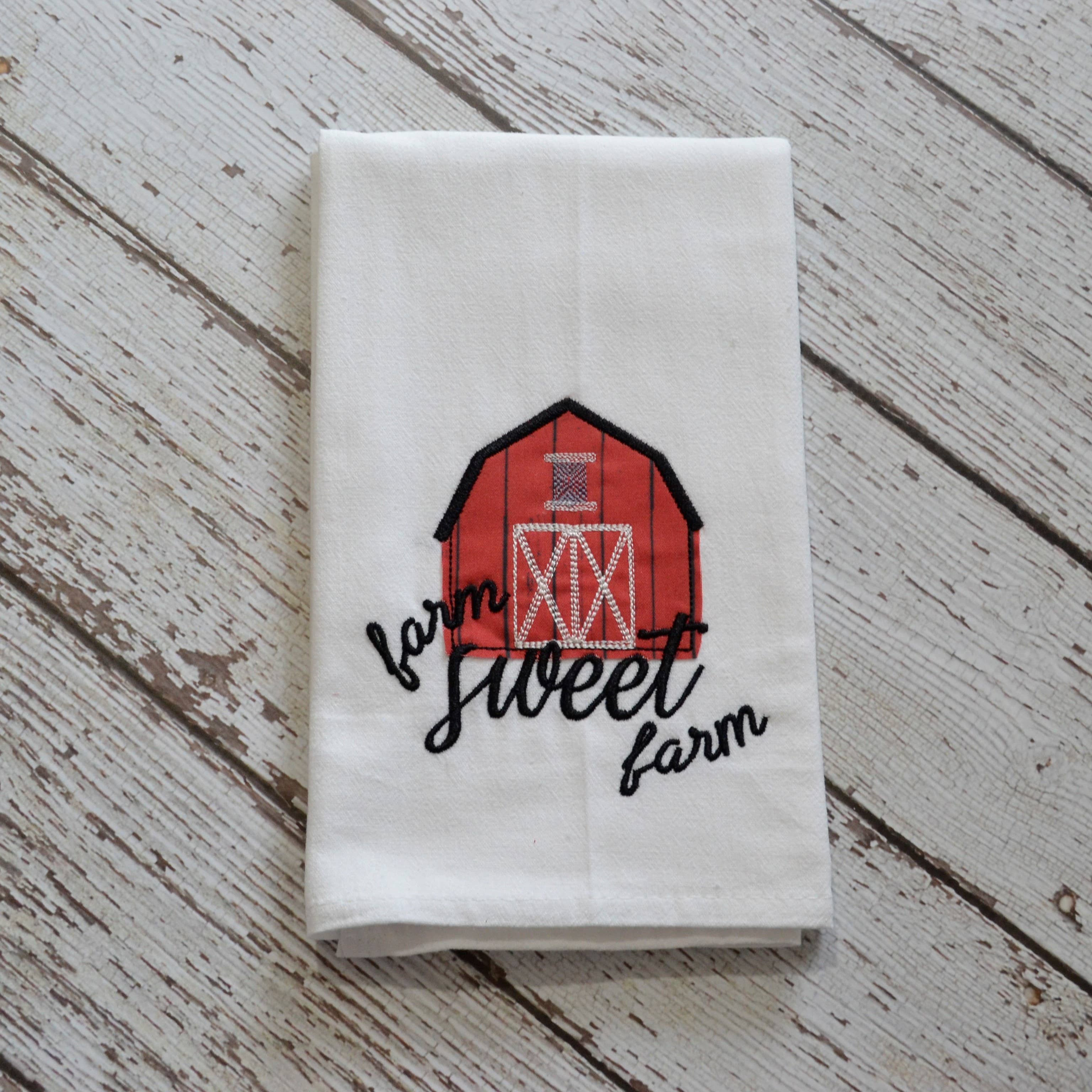 SewMuchMoreStore - Wholesale Tea Towel - Farm Sweet Farm Tea Towel - Embroidered Floursack Towel7