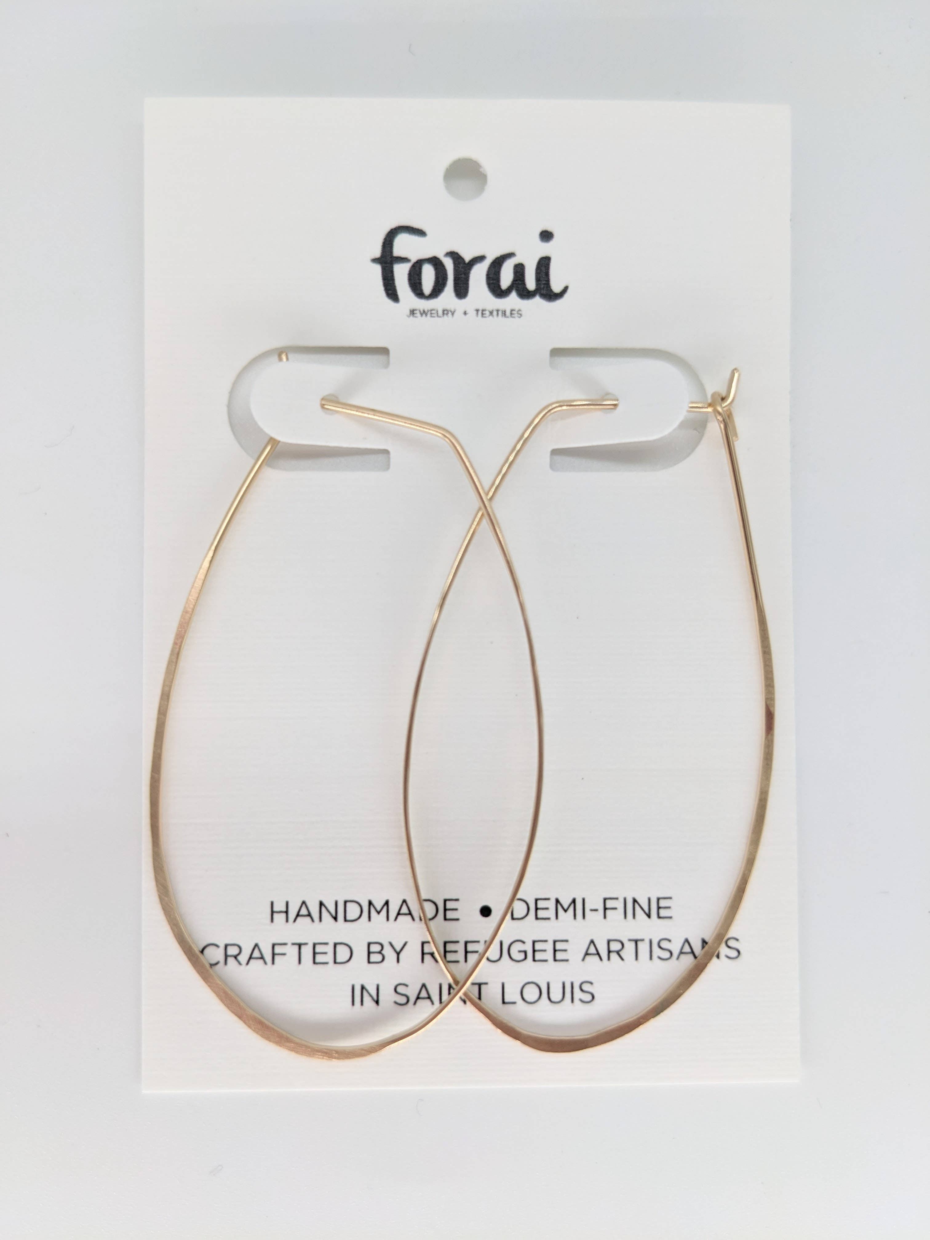 Forai - Wholesale Hoop Earrings - Azmera Hammered Hoop Earrings in 14K Gold Filled4