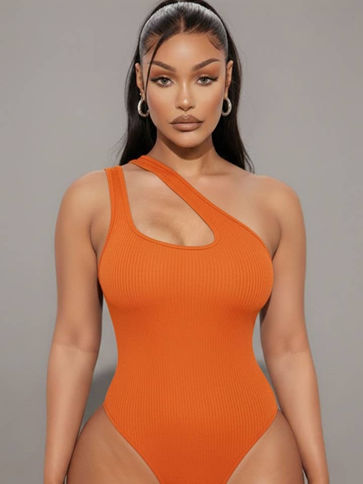 Body en maille côtelée découpée à une épaule pour la vente par CAPELLA APPAREL