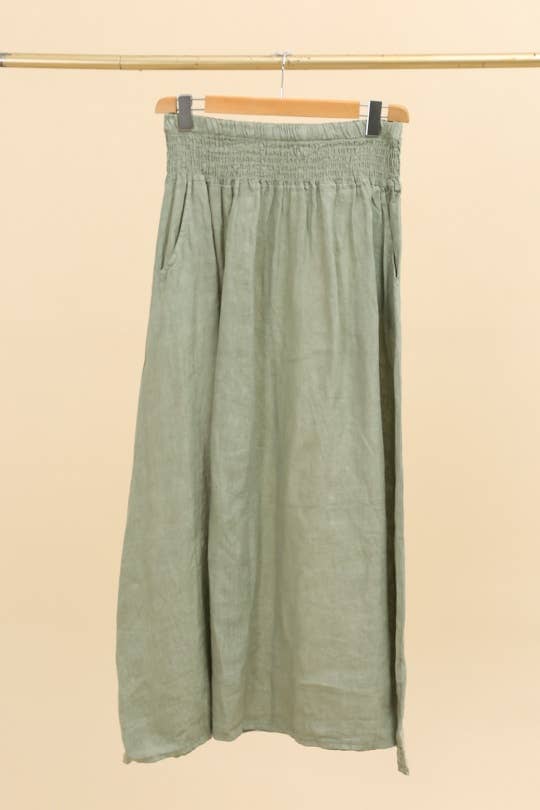 NAÏS PARIS - Wholesale Skirt - Women's - LONG SKIRT WITH SMOCKED WAIST AND POCKETS 100% LINEN5