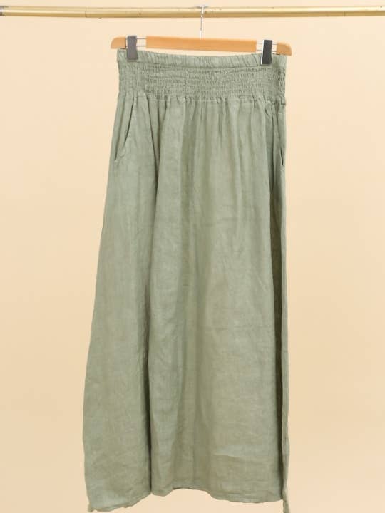 NAÏS PARIS - Wholesale Skirt - Women's - LONG SKIRT WITH SMOCKED WAIST AND POCKETS 100% LINEN5