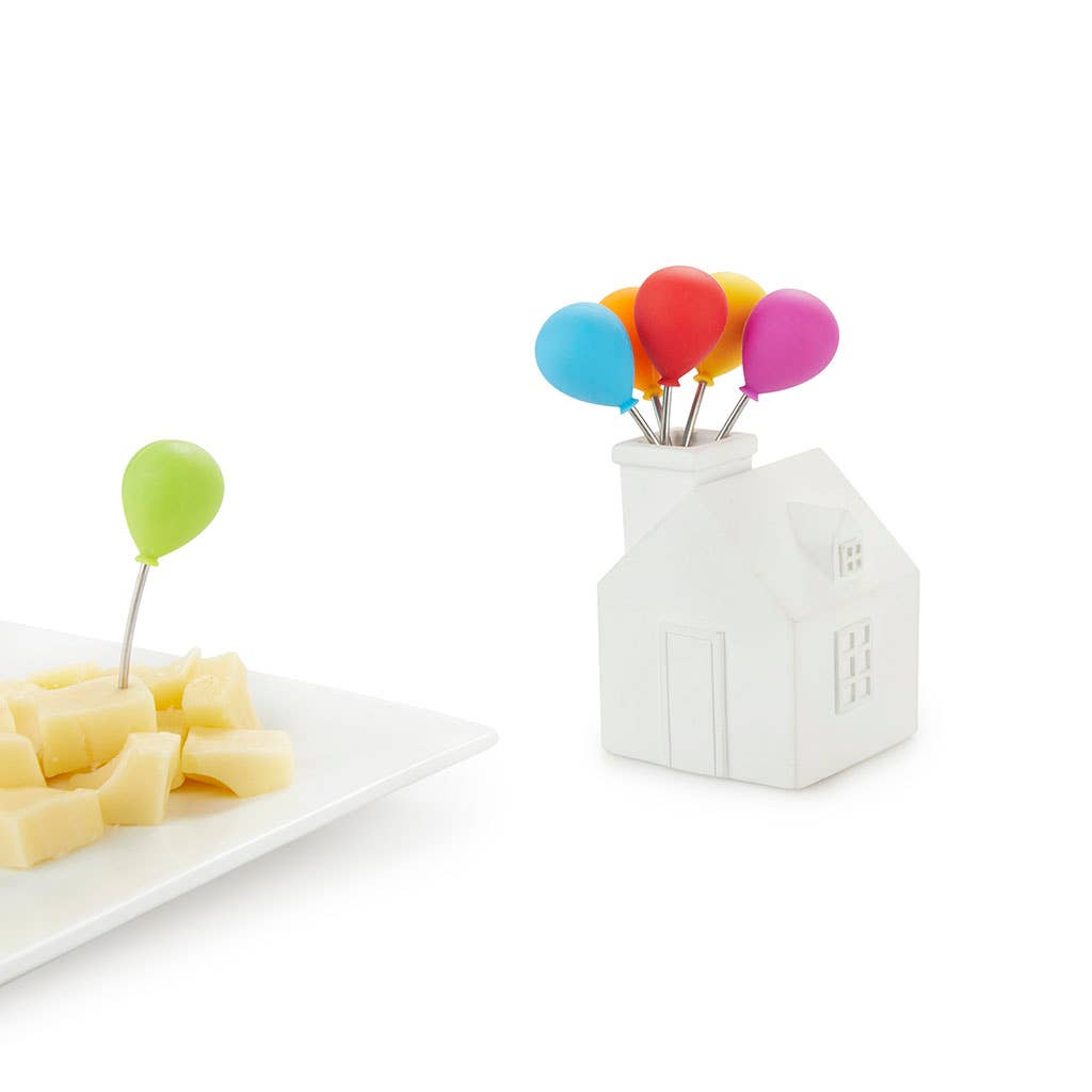 Balvi – Großhandel Vorspeisengeschirr – Balvi Vorspeisengabeln, Haus mit farbigen Ballons, 6 Stück, Zement1