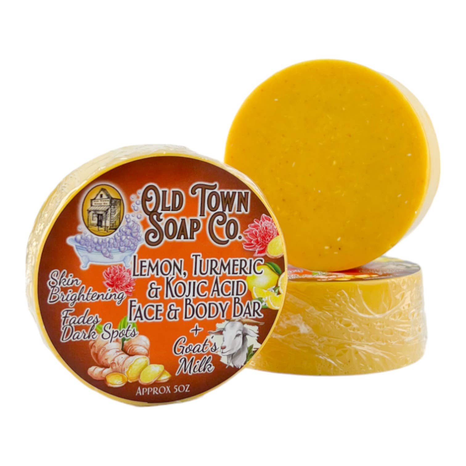 Old Town Soap Co. – wholesale Tvål – Citron, gurkmeja och kojinsyra ansikts- och kroppsbar1