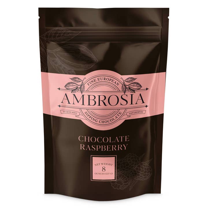 Chocolat à siroter aux framboises pour la vente par Ambrosia Sipping Chocolate