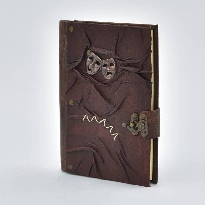 Mini Theatre Mask Diary Real Leather Journal Notebook for wholesale by ML Marcaleather