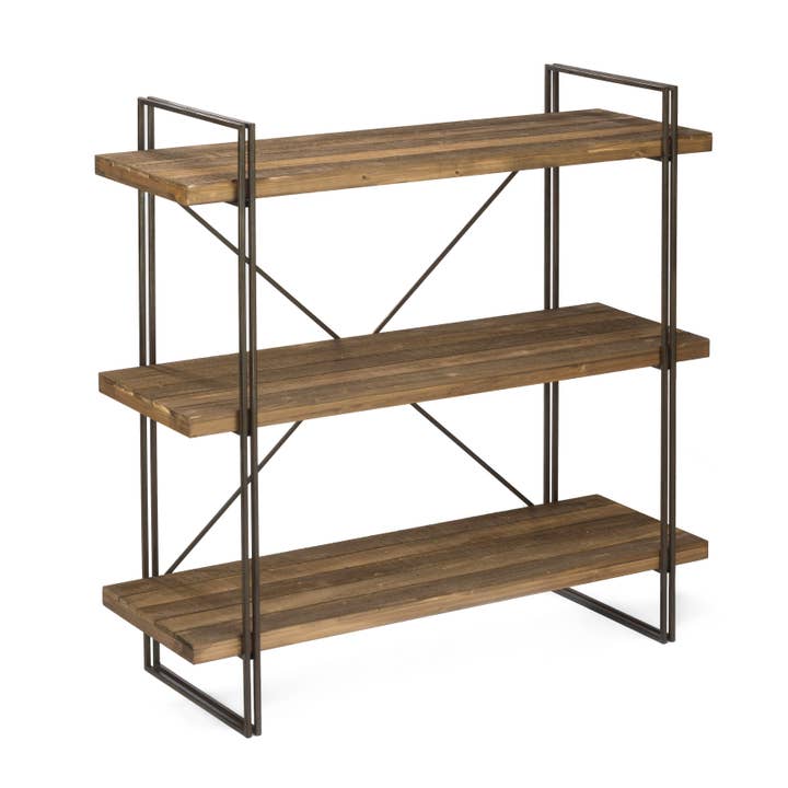 Tripar International - Wholesale Free Standing Shelf - Metal Display Unit with 3 Wood Shelves3