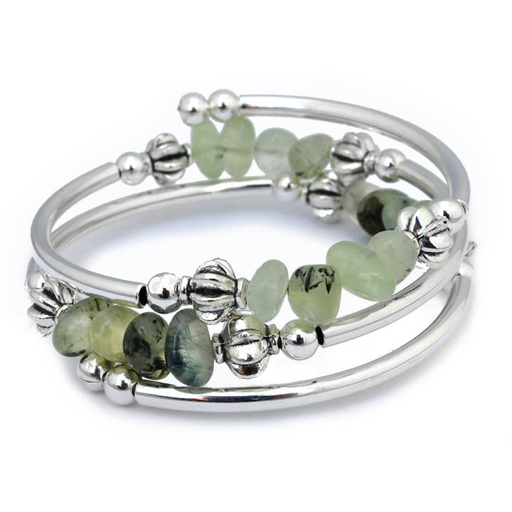 Fossil - Prehnite Nuggets Bangle Bracelet for wholesale by Crazyartgrrl Jewelry