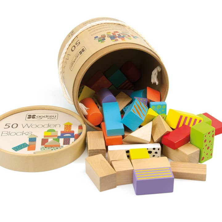 50 Wooden Blocks Construction for wholesale by TOYS SERVICE, SL. -ANDREU TOYS-