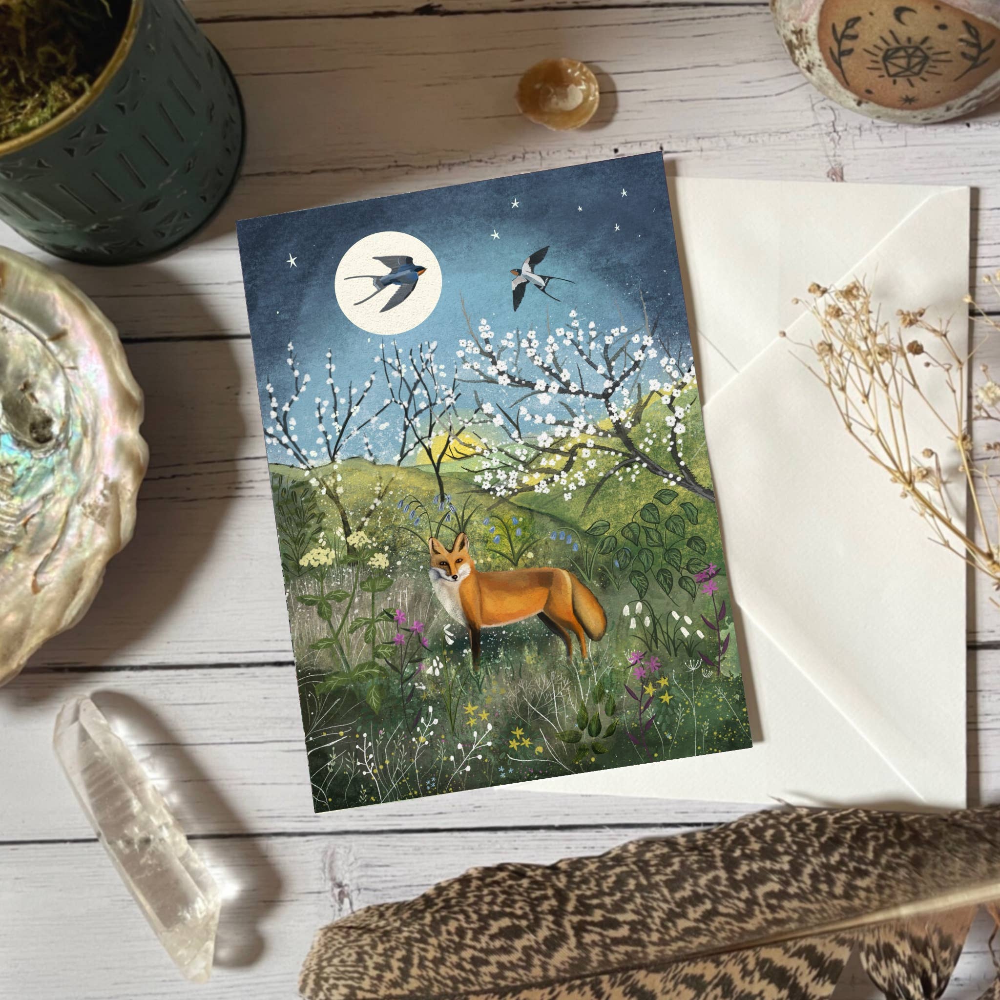Glitter and Earth - Wholesale Everyday Greeting Card - Fox and swallows1