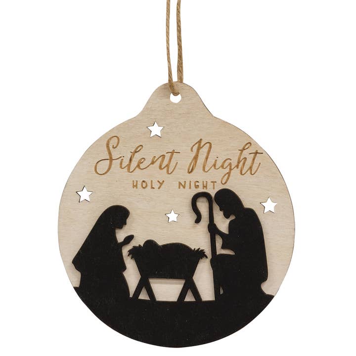 The Hearthside Collection - Wholesale Ornament Set - Christmas Blessings Silhouette Bulb Ornament, 2 Assorted