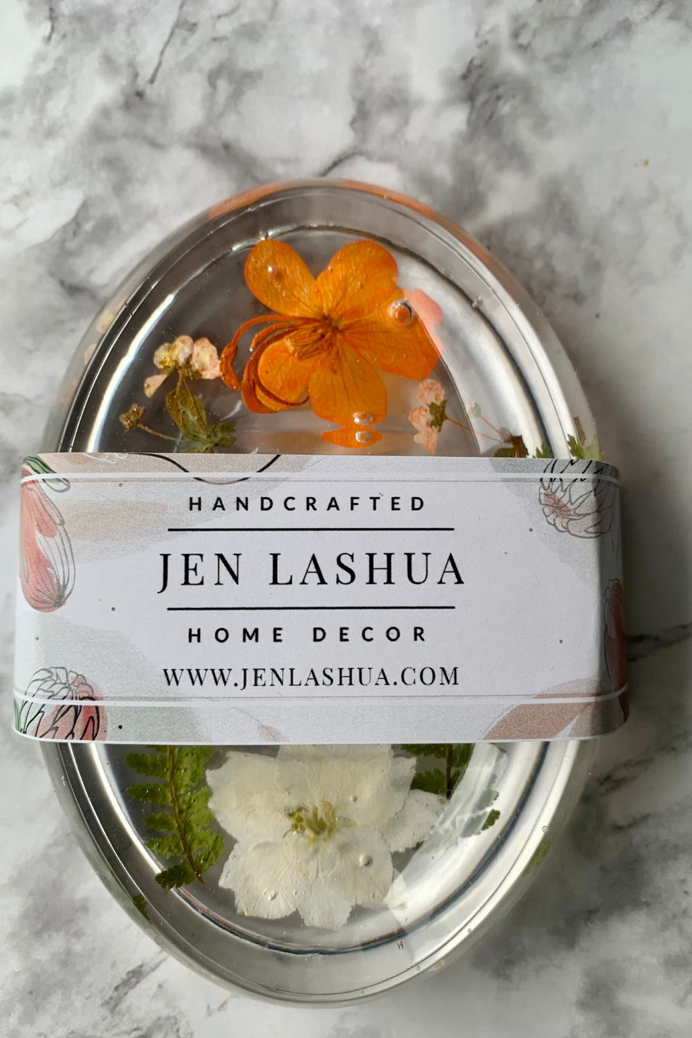 Jen Lashua | Home Decor & Gifts - Wholesale Bath Soap Dish - Soap Dish | Handmade | Clear with Real Botanicals5