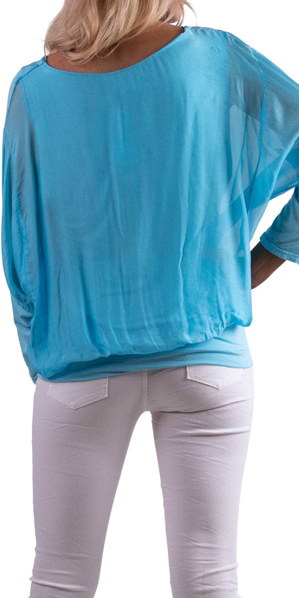 Gigi Moda - Vente Chemisier – femme - Blouse en soie à manches longues et col en V avec taille à bandes27