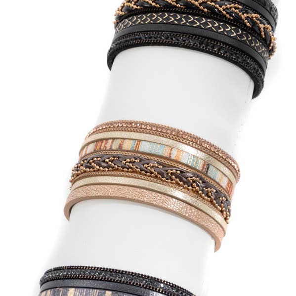 SAACHI - Wholesale Woven/Braided Bracelet - Saachi Braided Leather Multi Strand Bracelet1