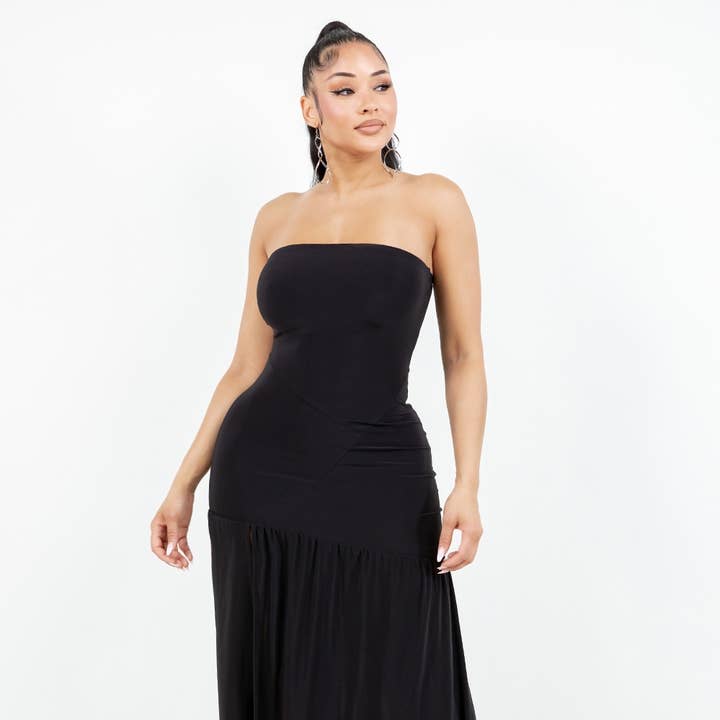 D14368 TUBE MAXIKJOLE MED LÅRSLIDT for engroshandel hos Uptown Apparel