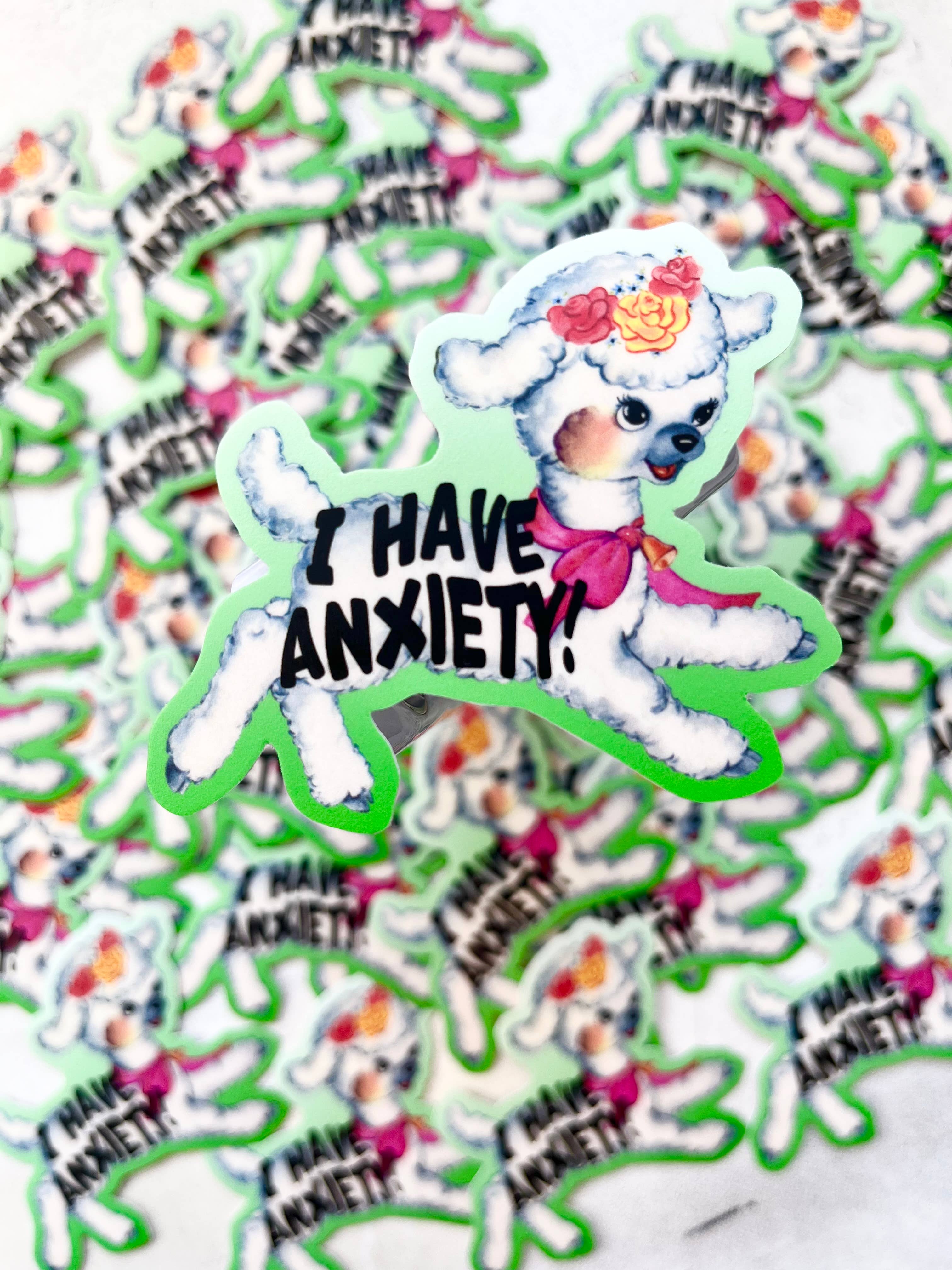 The Coin Laundry – wholesale Sticker – I Have Anxiety Cute Lamb Sticker - Funny Retro Style Sticker2
