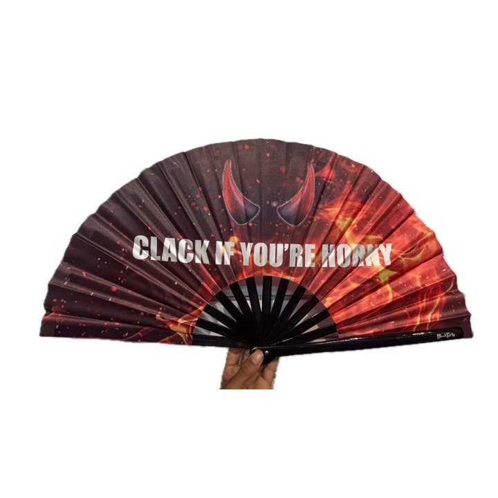 BlockParty - Wholesale Handheld Folding Fan - CLACK IF YOU’RE HORNY clack fan