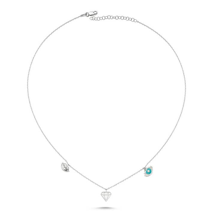 Lippen, ogen en diamanten bedels ketting voor wholesale door Amorium