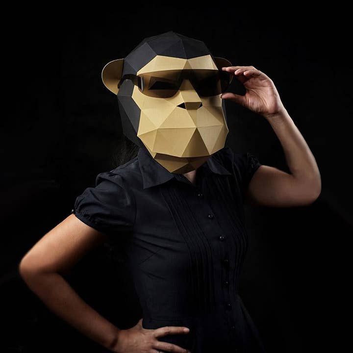 PAPERCRAFT WORLD – Kit de artesanato DIY por atacado – Máscara Origami Papercraft Gorilla4