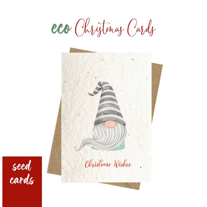 Plantable Christmas Cards - Cute Gnome for wholesale by Myeco