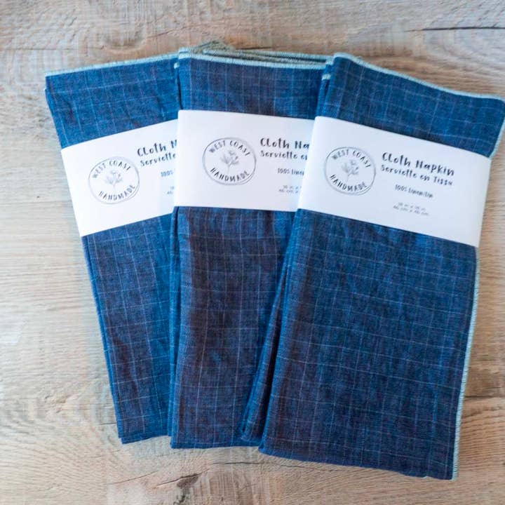 West Coast Handmade - Wholesale Dinner & Cloth Napkin - 100% Linen - Print Cloth Napkins - Set of 2Â
