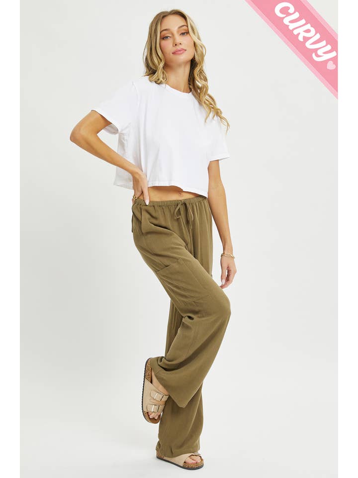 Sweet Lovely by Jen - Wholesale Pants - Women's - PLUS SIZE LINEN- BLEND PULL-ON-PANTS1