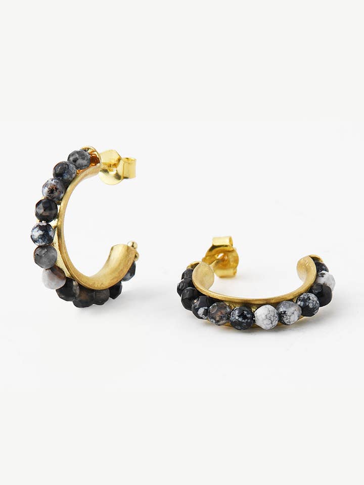 Stone Hoop Øreringe i forgyldt 925 sølv for engroshandel hos MESH