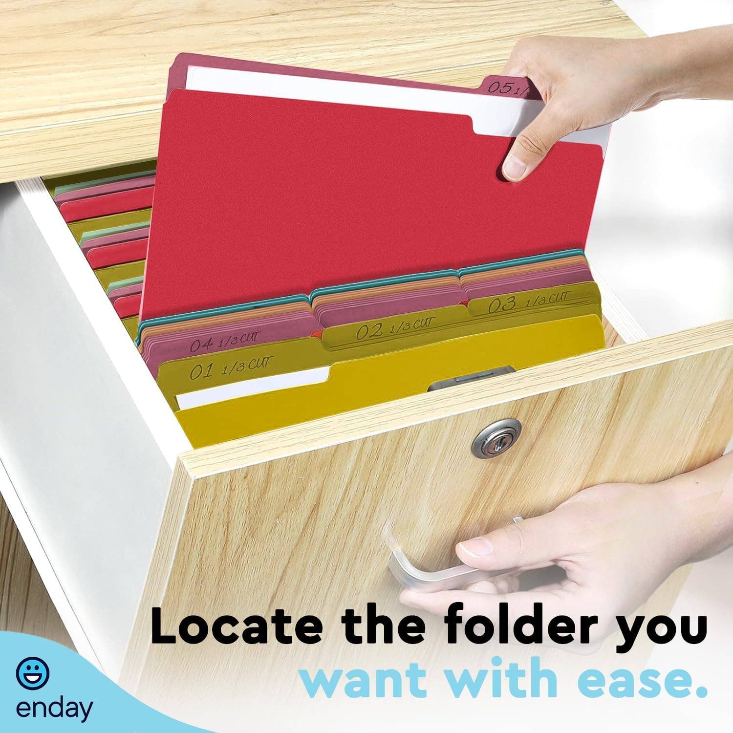 enday - Vente Classeurs - Dossier de fichiers couleur format lettre 1/3 coupé (paquet de 100)2