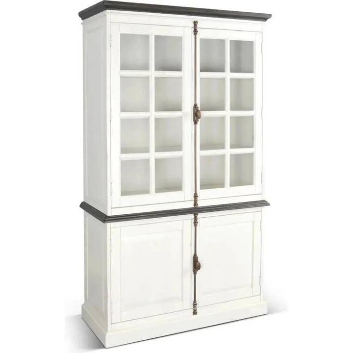 White Buffet & Hutch Glass Doors Cabinet for wholesale by LOOMLAN
