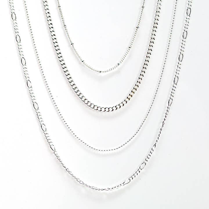 Conjunto de 4 Colares de Corrente Prateados Multicadeia por atacado de Jewelry Made by Me